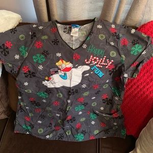 Nursing Christmas scrub top